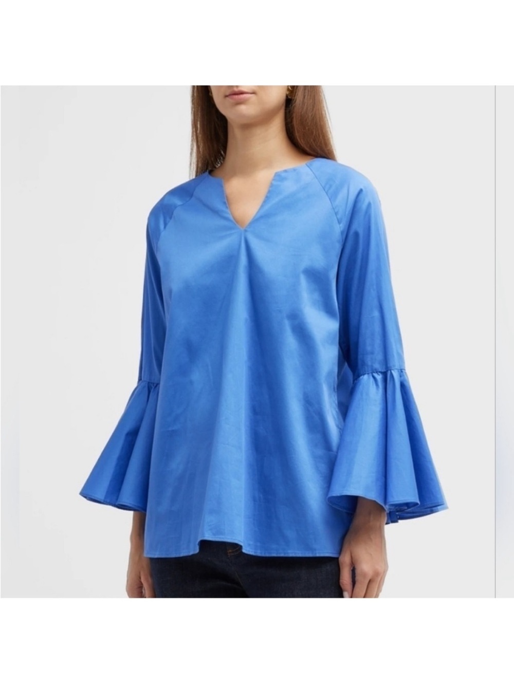 NEW Harshman V-Neck Bell Flounce Sleeve Blouse